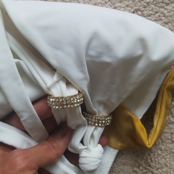 white monokini with gold band and crystals! - Picture 6 of 6